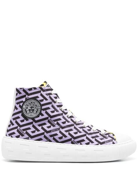 versace white keytrim hightop|Versace sea greca sneakers.